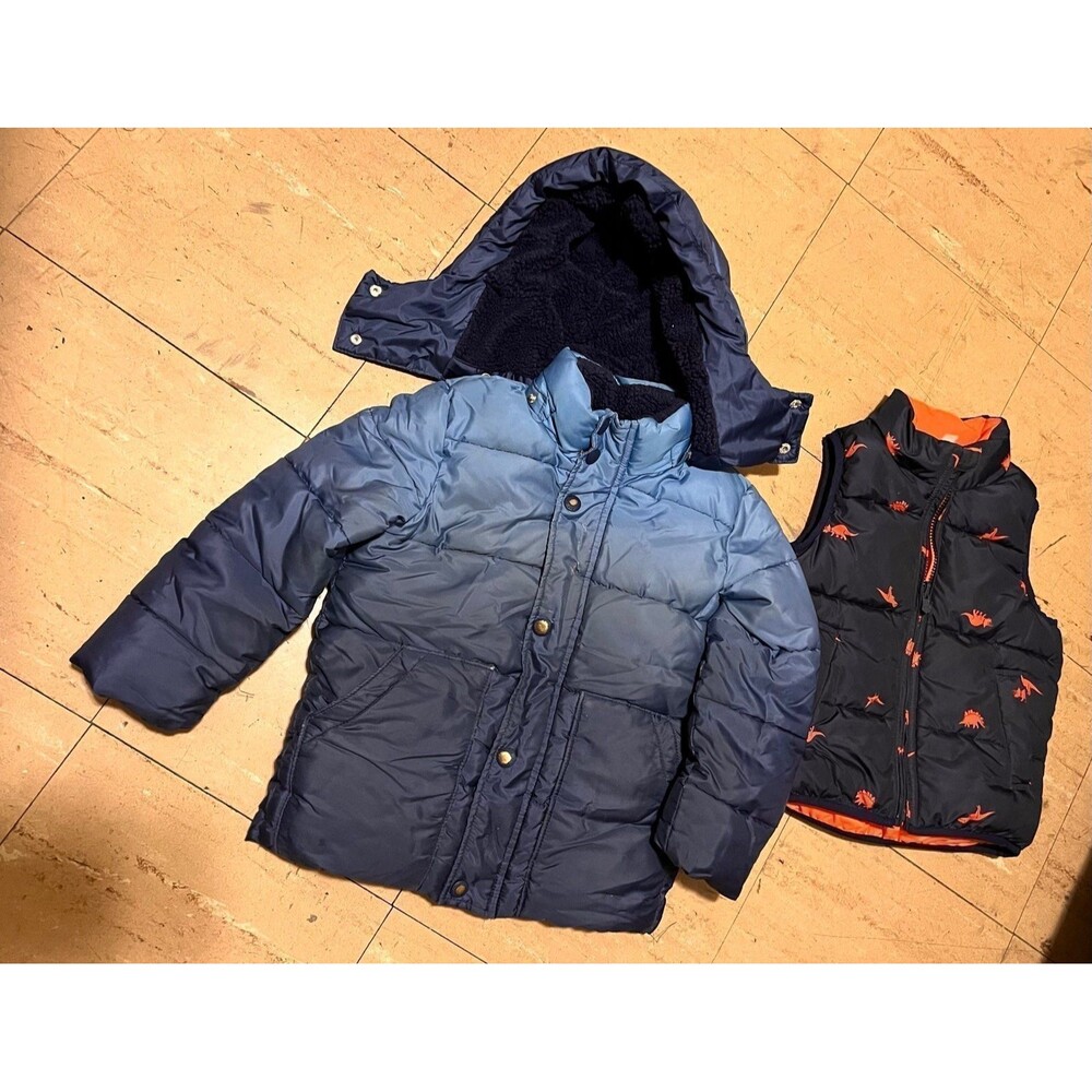 Gap toddler boy winter jacket/vest (dinosaur ) bundle